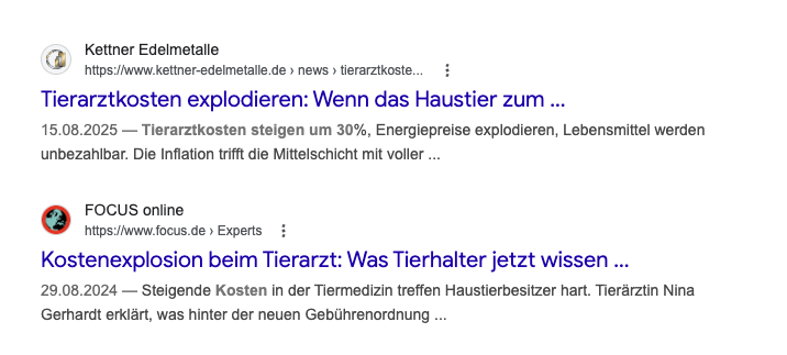 Artikel-Auszug zu Tierarztkosten 1